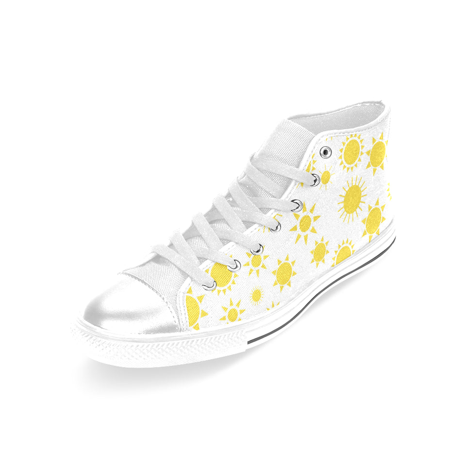 Sun pattern Women's High Top Canvas Shoes White