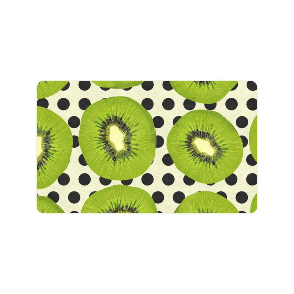 kiwi black dot background Doormat