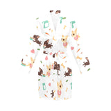Cute Chihuahua puppie pattern Women's Long Sleeve Belted Night Robe