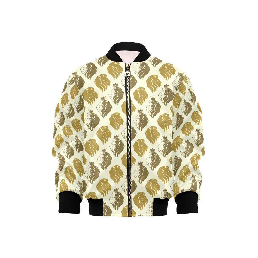 Lion Pattern Print Design 02 Kids' Boys' Girls' Bomber Jacket