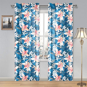 Hibiscus Pattern Print Design 02 Gauze Curtain