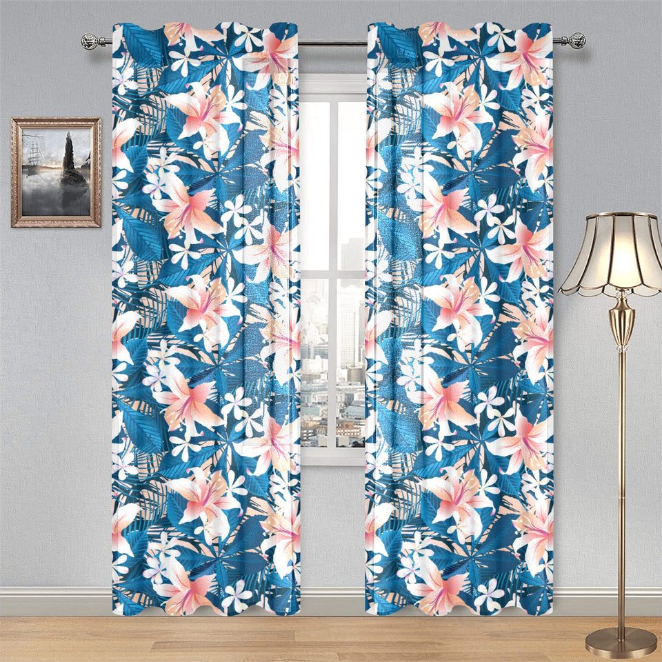 Hibiscus Pattern Print Design 02 Gauze Curtain