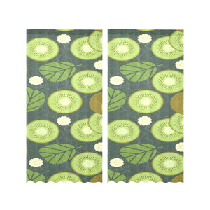 Whole sliced kiwi leave and flower Gauze Curtain