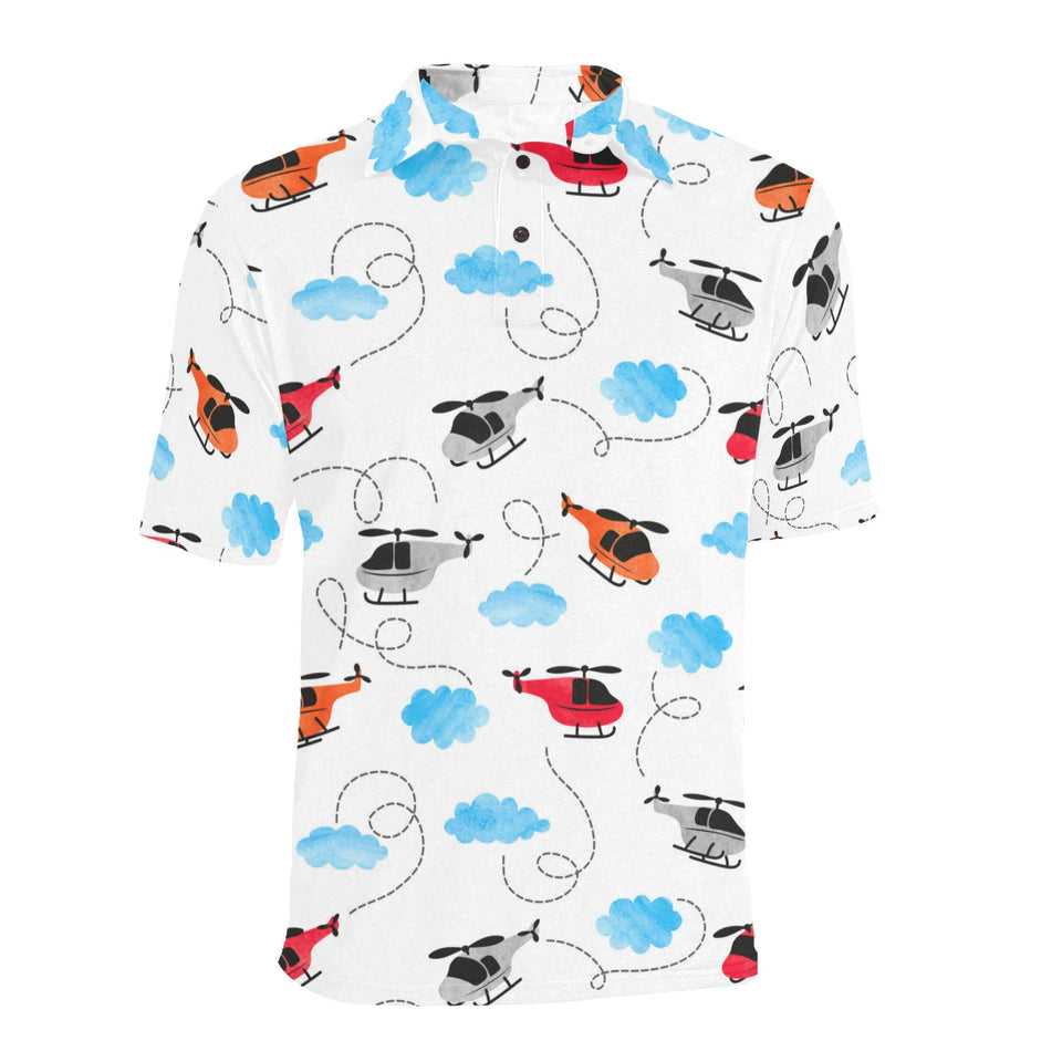 Watercolor helicopter cloud pattern Men's All Over Print Polo Shirt