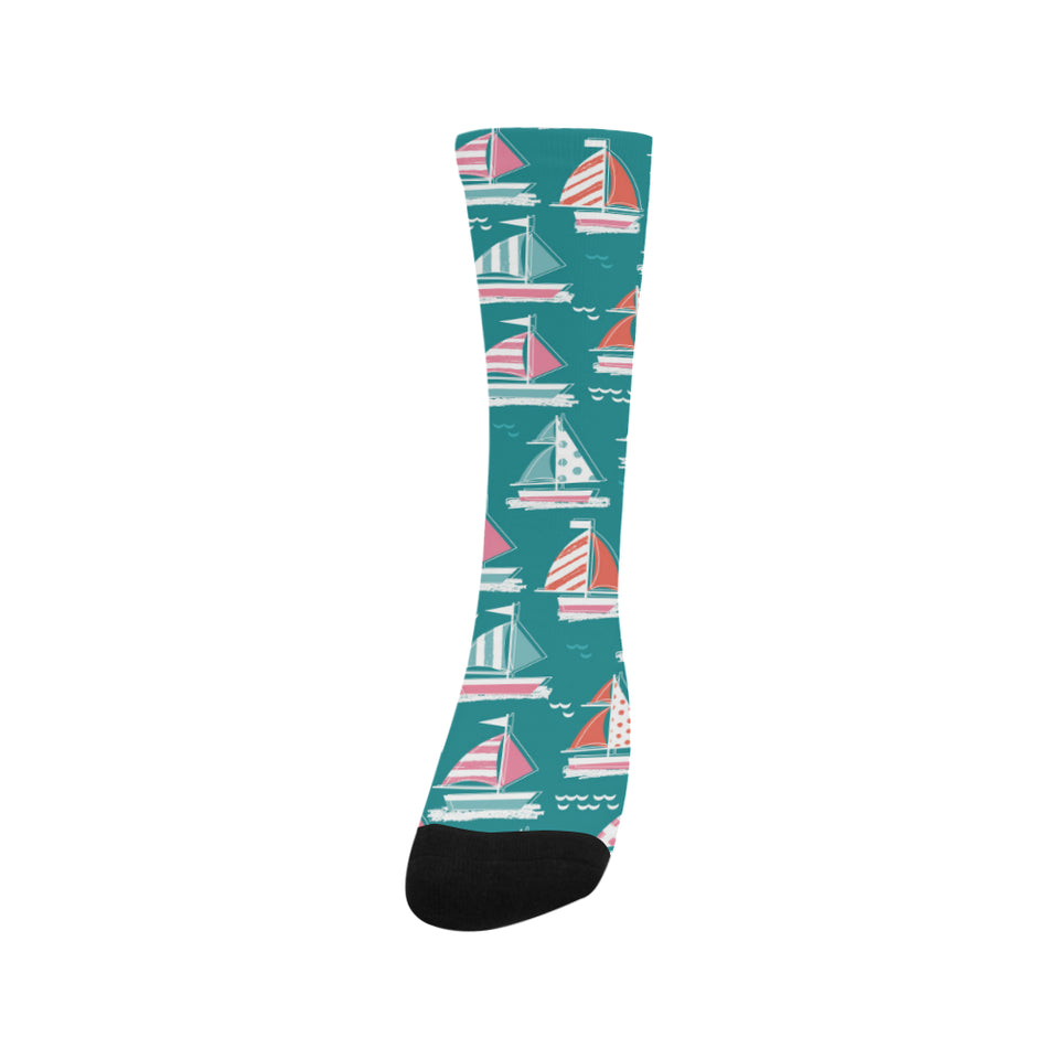 Cute sailboat pattern Crew Socks