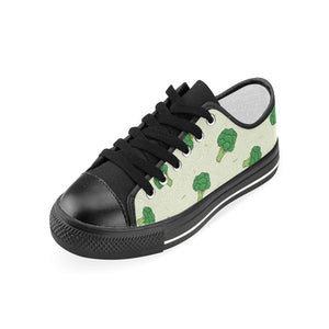 Broccoli pattern Kids' Boys' Girls' Low Top Canvas Shoes Black