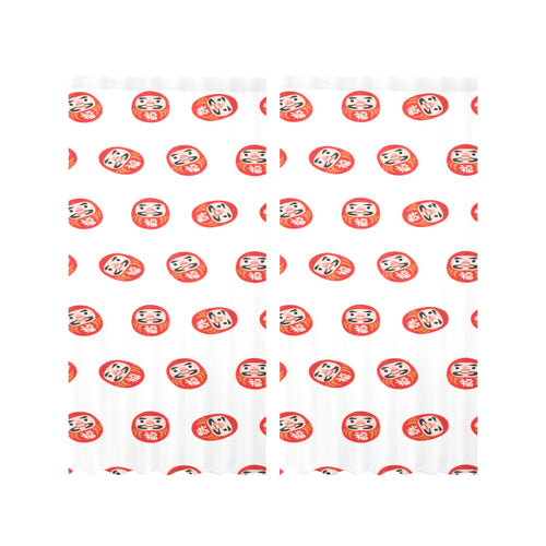Daruma japanese wooden doll pattern Gauze Curtain