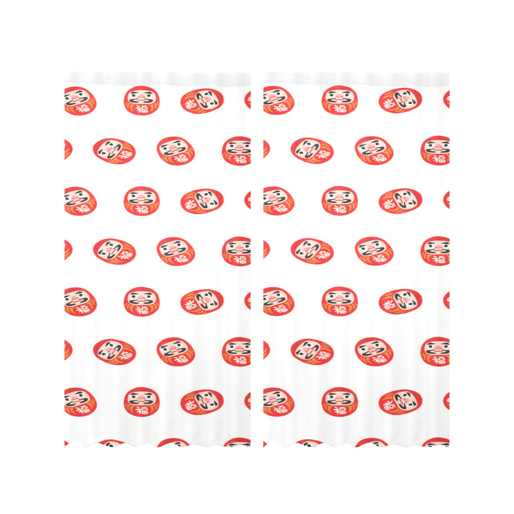 Daruma japanese wooden doll pattern Gauze Curtain