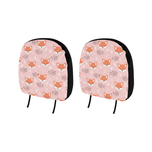 Cute fox pattern pink background Car Headrest Cover