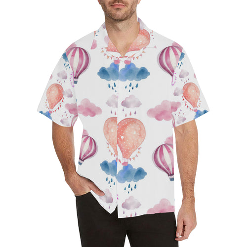 Watercolor air balloon cloud pattern Men's All Over Print Hawaiian Shirt