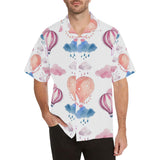 Watercolor air balloon cloud pattern Men's All Over Print Hawaiian Shirt