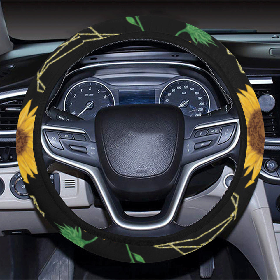 sunflower golden polygonal shapes Car Steering Wheel Cover