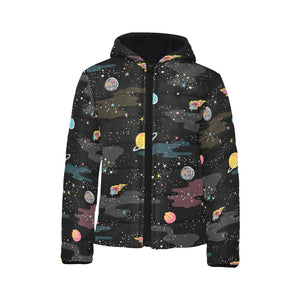 space pattern Kids' Boys' Girls' Padded Hooded Jacket