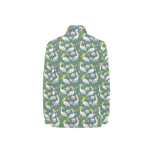 Pelican Pattern Print Design 04 Women's Long Sleeve Polo Shirt