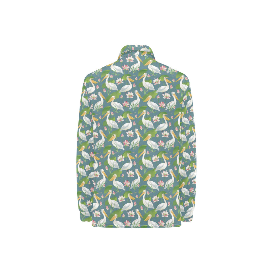 Pelican Pattern Print Design 04 Women's Long Sleeve Polo Shirt