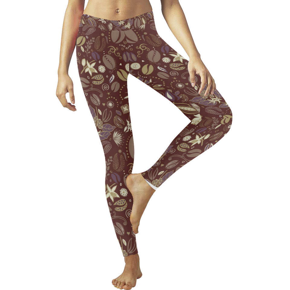 Coffee bean flower pattern Women's Legging Fulfilled In US