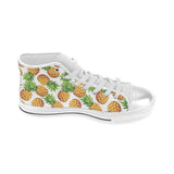 Pineapples design pattern Women's High Top Canvas Shoes White