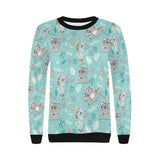 Cute koalas blue background pattern Women's Crew Neck Sweatshirt