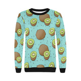 Kiwi blue background Women's Crew Neck Sweatshirt