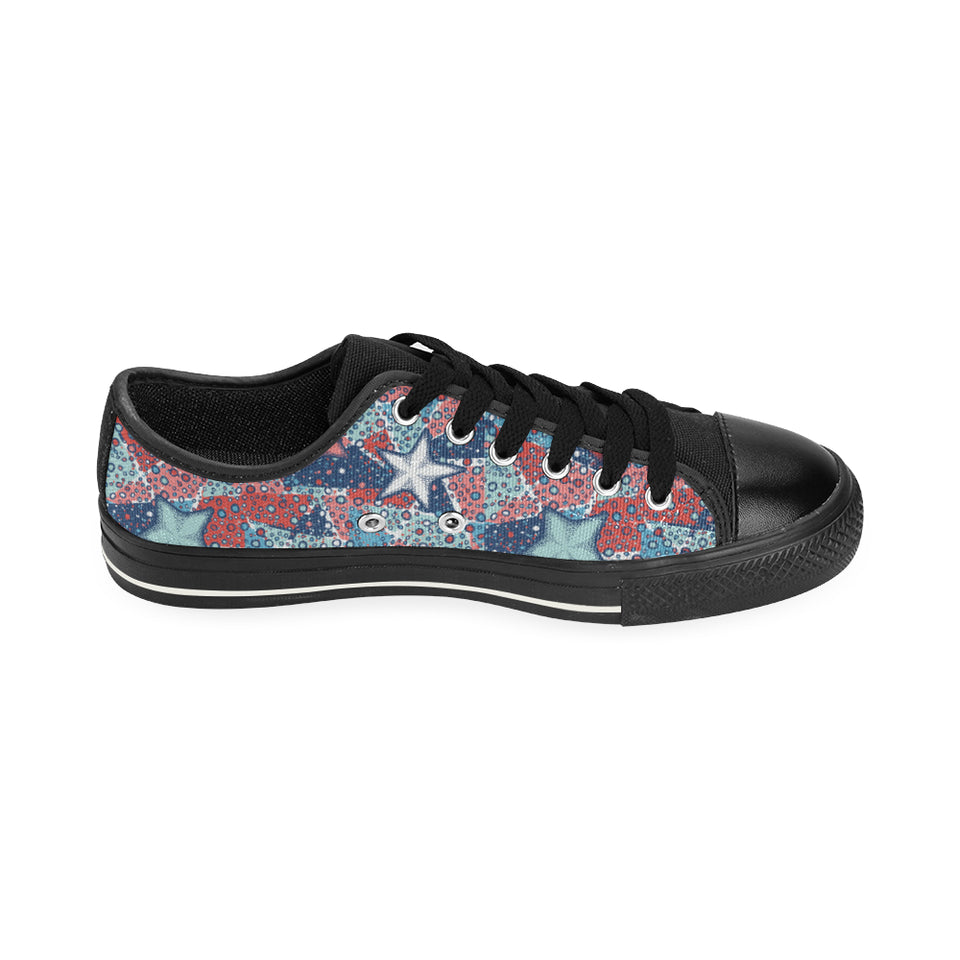 Hand drawn colorful starfish Men's Low Top Canvas Shoes Black