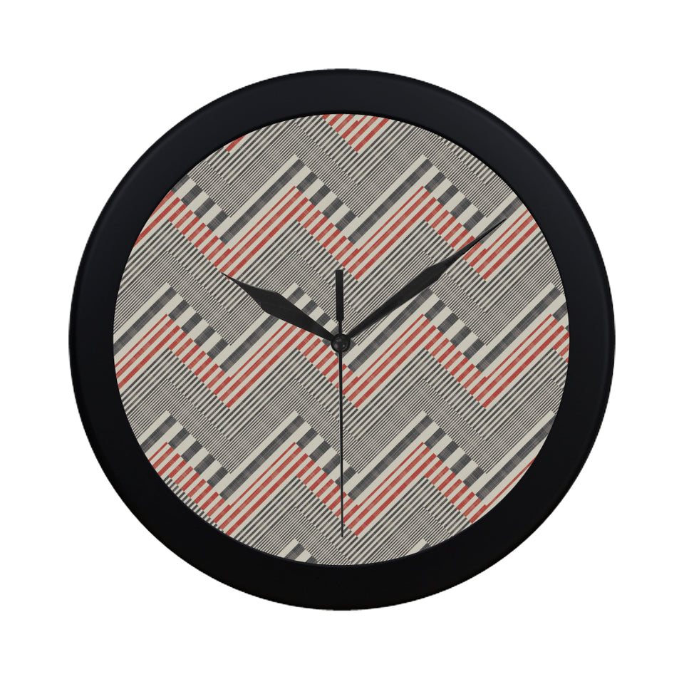 zigzag chevron striped pattern Elegant Black Wall Clock