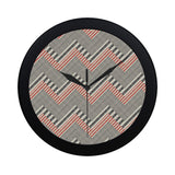 zigzag chevron striped pattern Elegant Black Wall Clock