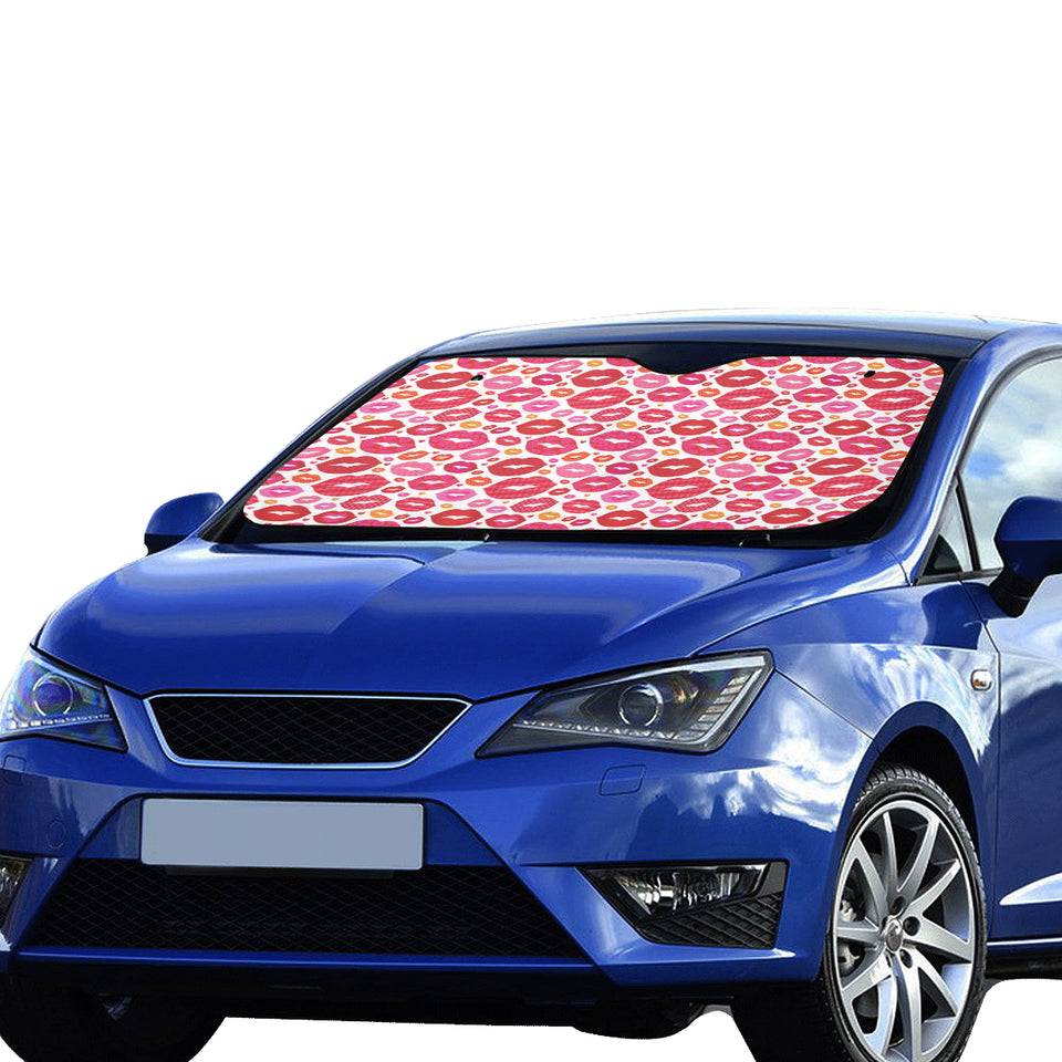 Lips Pattern Print Design 01 Car Sun Shade