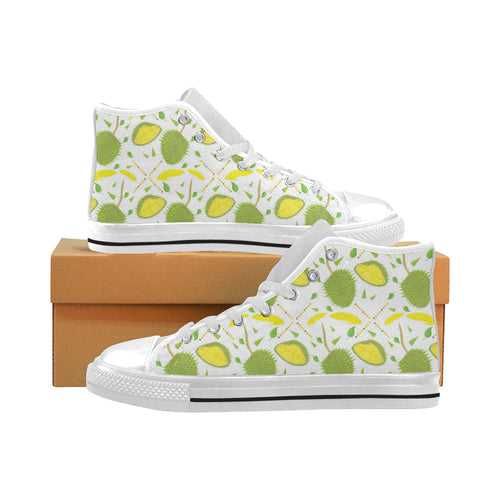 Durian pattern background Men's High Top Canvas Shoes White