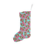 Beagle muzzles turquoise paint splashes pink patte Christmas Stocking