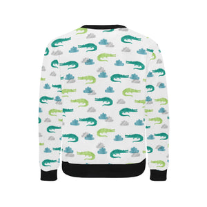 watercolor crocodile pattern Men's Crew Neck Sweatshirt