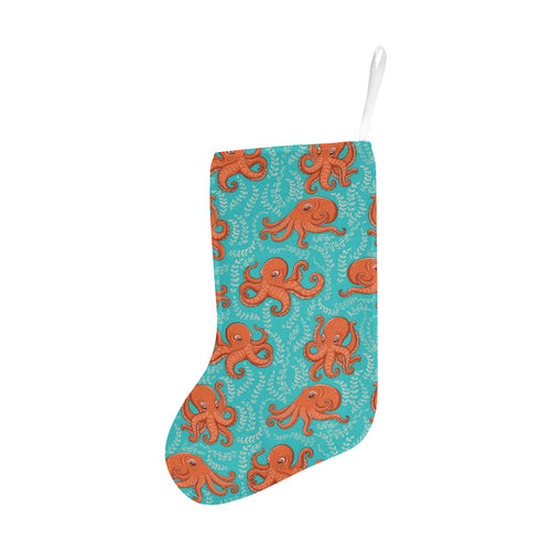 Octopus turquoise background Christmas Stocking