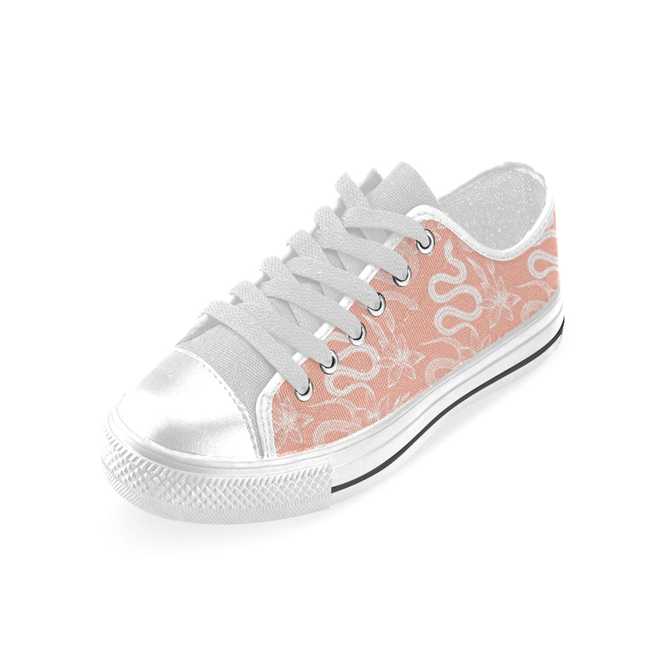 Snake lilies flower pattern Men's Low Top Shoes White