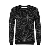 Spider web pattern Black background white cobweb Women's Crew Neck Sweatshirt