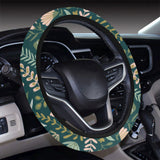 dinosaurs tropical leaves flower pattern Car Steering Wheel Cover