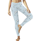 Dolphin blue striped background Women's Legging Fulfilled In US