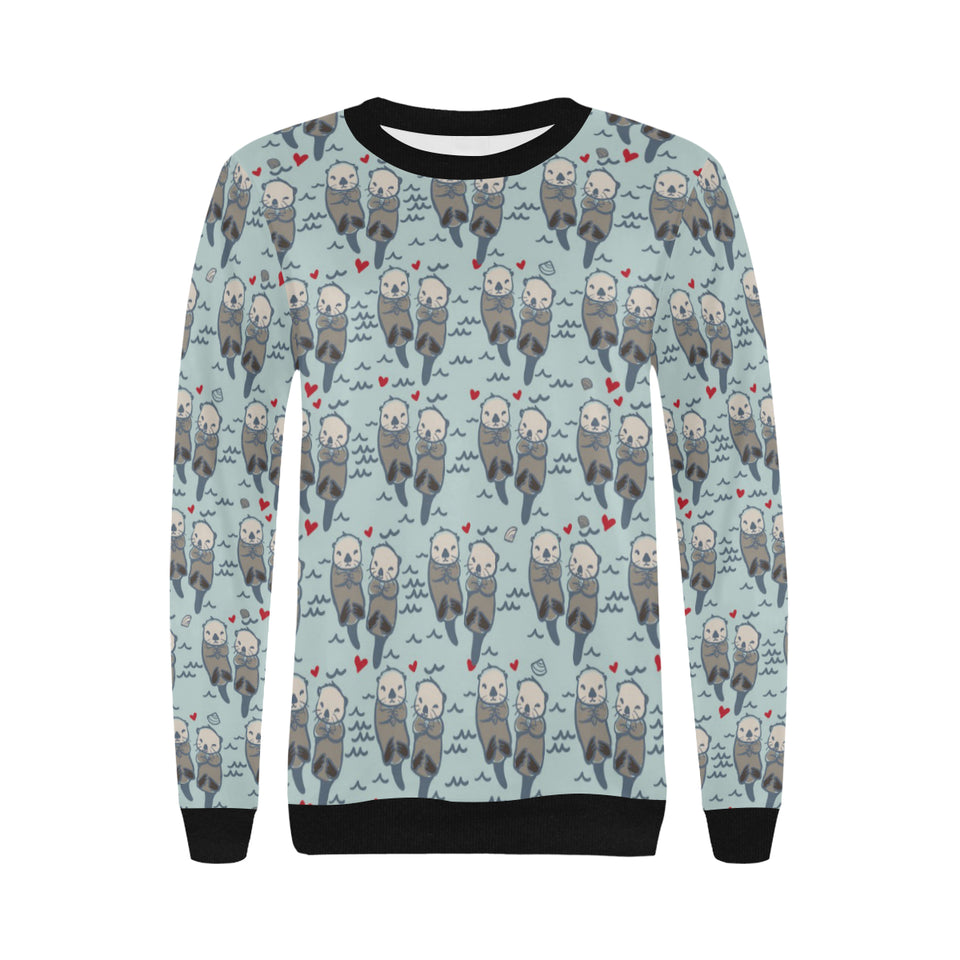 Lovely Sea Otter Pattern Women's Crew Neck Sweatshirt