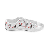 Cool rooster chicken cock floral ornament backgrou Men's Low Top Shoes White
