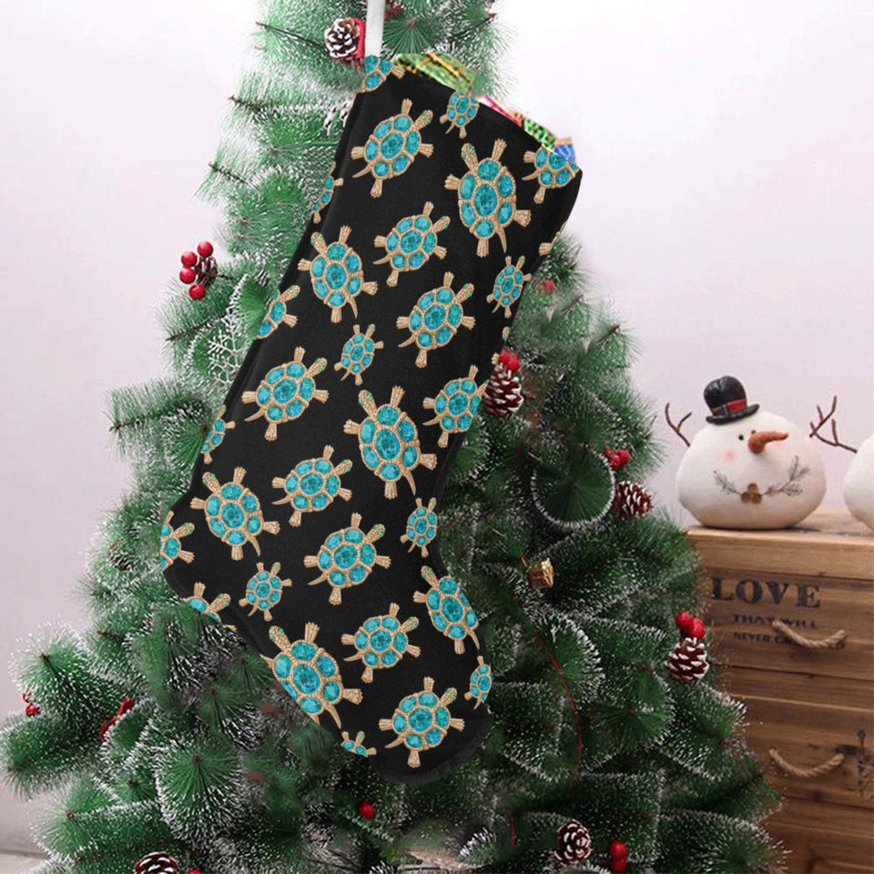 Sea turtle blue stone pattern Christmas Stocking