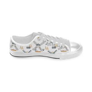 windmill pattern Men's Low Top Shoes White