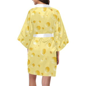 Cheese texture Women's Short Kimono Robe