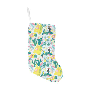 Cute parrot toucan flamingo cactus exotic leaves p Christmas Stocking