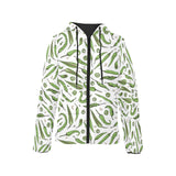 Hand drawn sketch style green Chili peppers patter Women's Padded Hooded Jacket