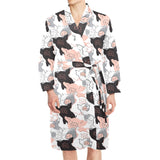 Pig Pattern Print Design 05 Men's Long Sleeve Belted Night Robe