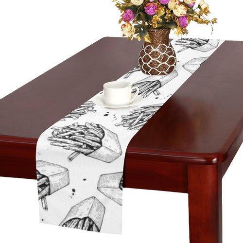 Hand drawn french fries pattern Table Runner