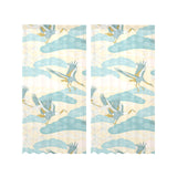Bonsai bamboo stork japanese pattern cream theme Gauze Curtain