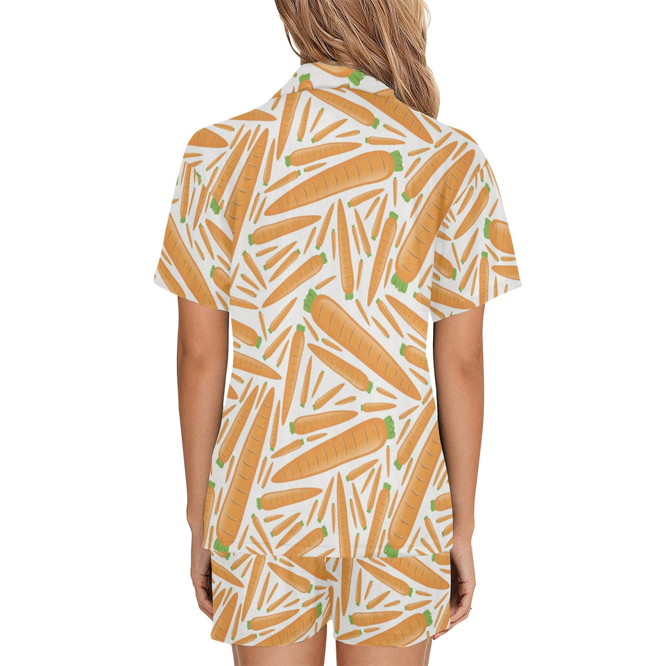 Carrot Pattern Print Design 02 Women's V-Neck Short Pajama Set