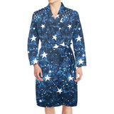 Night sky star pattern Men's Long Sleeve Belted Night Robe