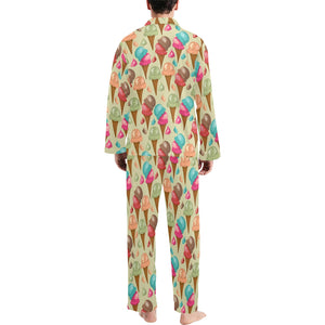 Colorful ice cream pattern Men's Long Pajama Set