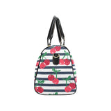 Hand drawn cherry pattern striped background Travel Bag