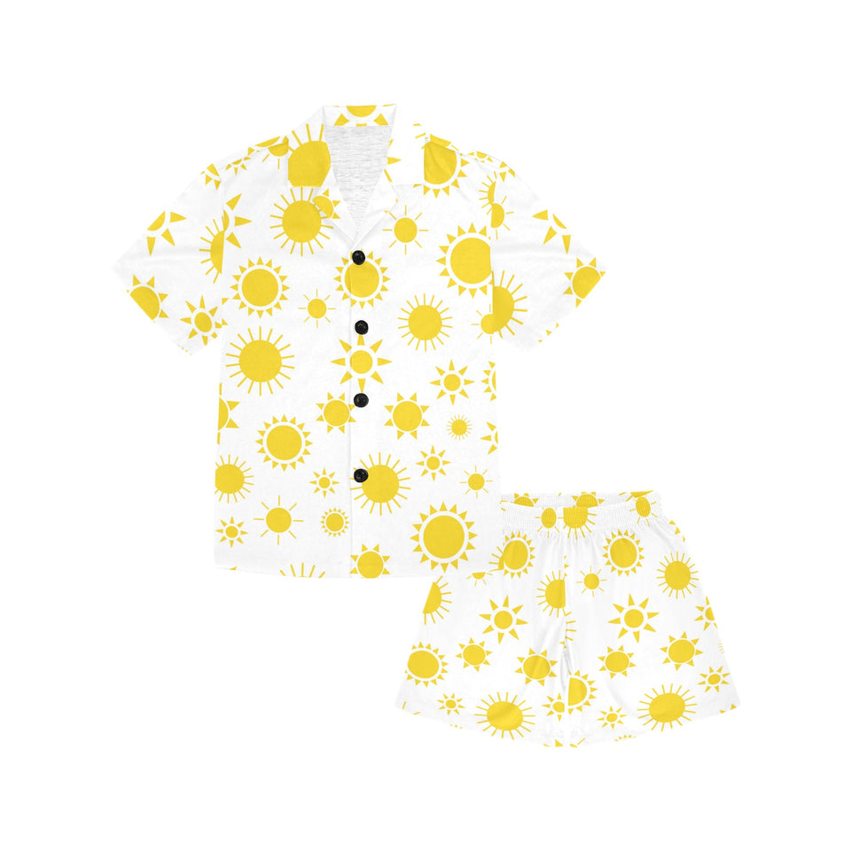 Sun pattern Kids' Boys' Girls' V-Neck Short Pajama Set